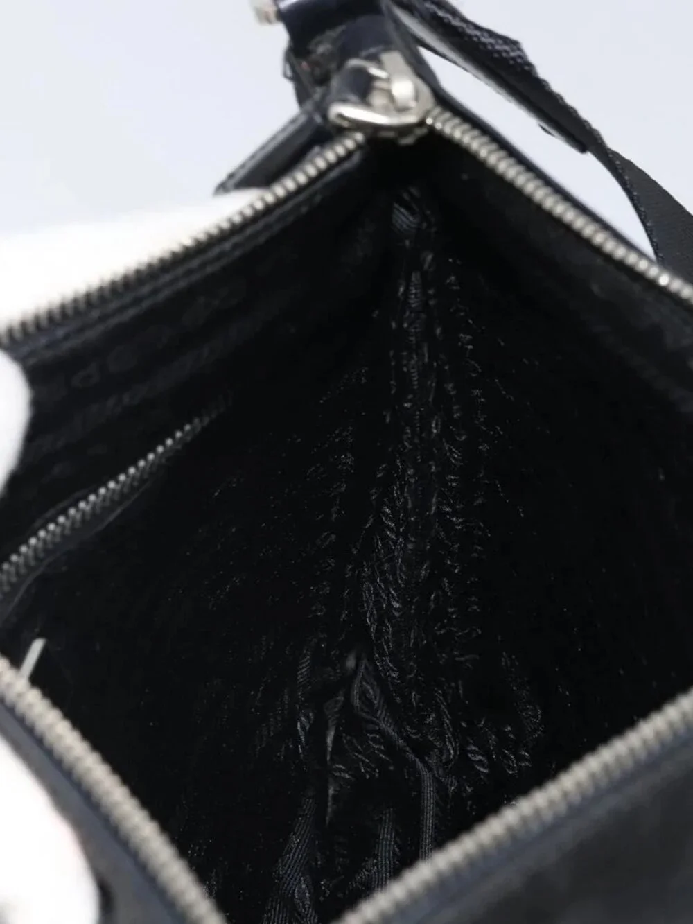 PRADA Shoulder Bag Nylon Leather Black Silver Auth 169453 - Picture 11 of 16